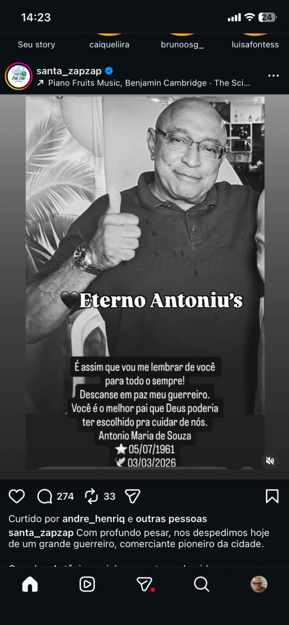 Santa Maria se despede do empresário Antônio, fundador do tradicional restaurante Antonius